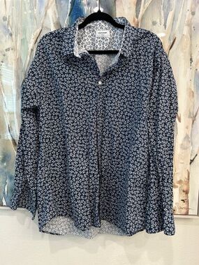 Duchamp Navy and White Micro Floral Shirt